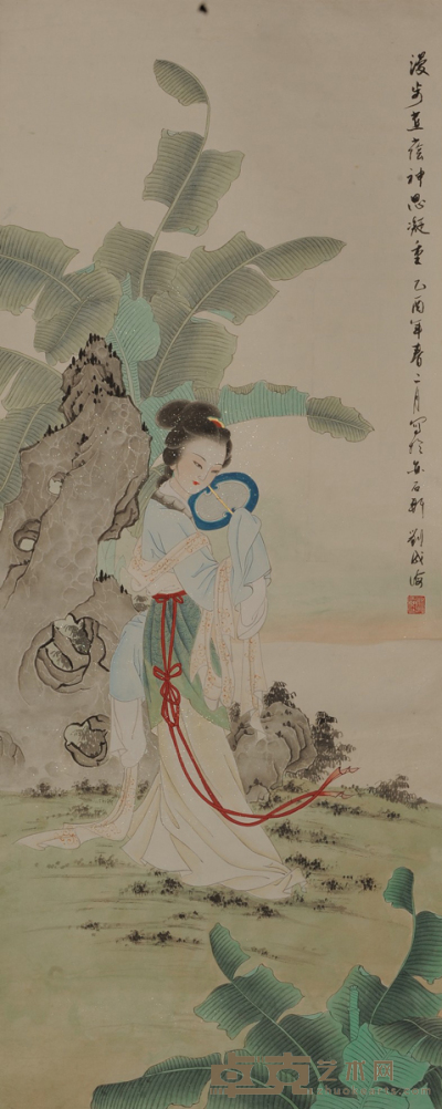 刘成海 执扇仕女 127×51约5.8平尺