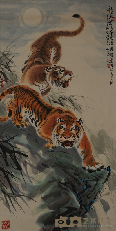 张光莹 双虎图 69×136约8.4平尺