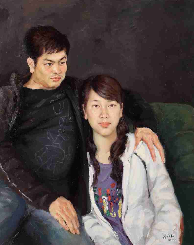 冉劲松 2011年作 小镇情侣 100×80cm