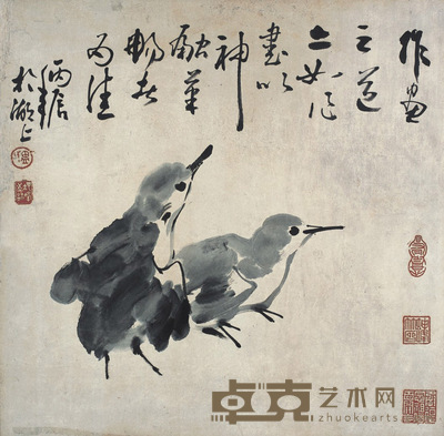 卢坤峰 双安吉庆 48×48cm