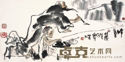 杜觉民  素师醉墨图 136×68cm