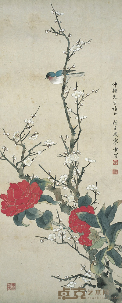 陈之佛 梅花单雀 80×32cm