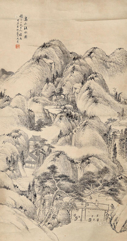 项文彦 高山流水图 立轴
