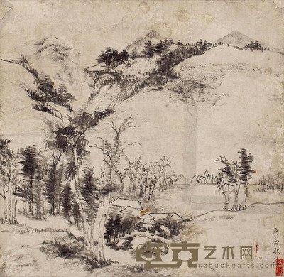 丁东斋 山水 镜心 30×31cm