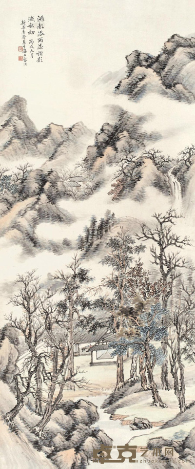 唐澄  1946年作 山水 轴 127×54cm