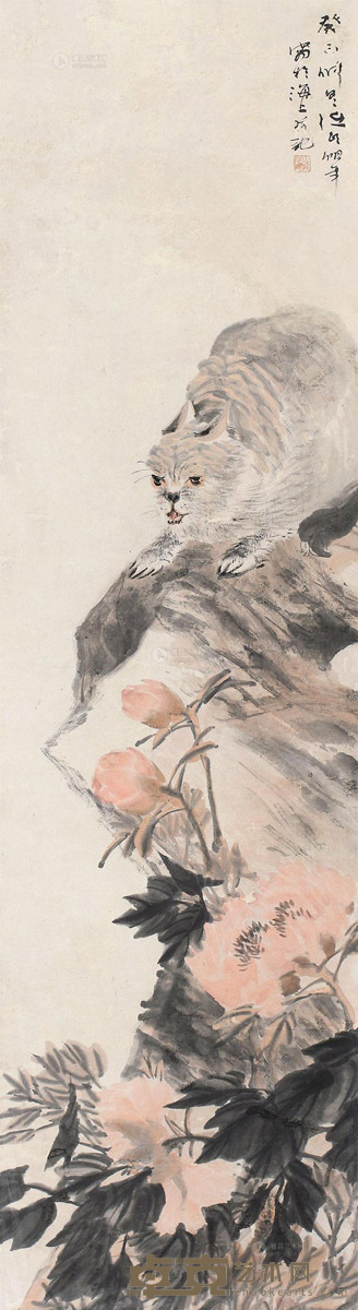 任伯年 （款） 1893年作 猫 轴 114×31cm
