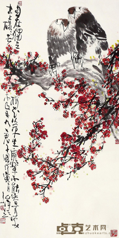 刘克训 花鸟 轴 138×69cm