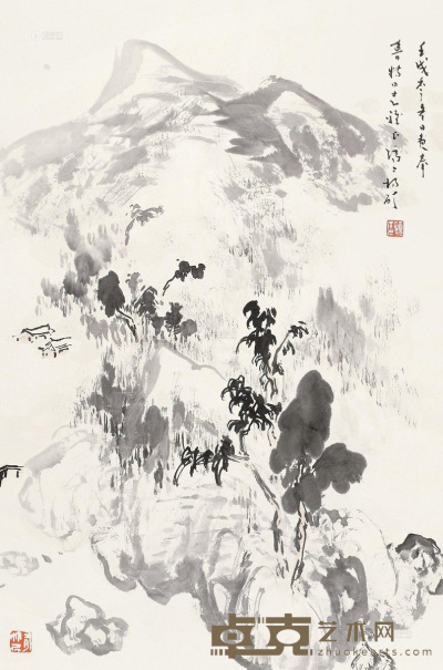 杨硕 1982年作 山涧有人家 镜心 67×44cm