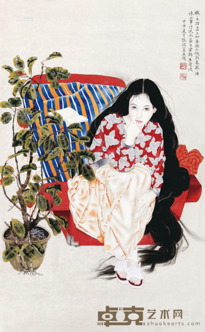 张颖 甲申（2004年）作 美人季节 软片 102×63cm