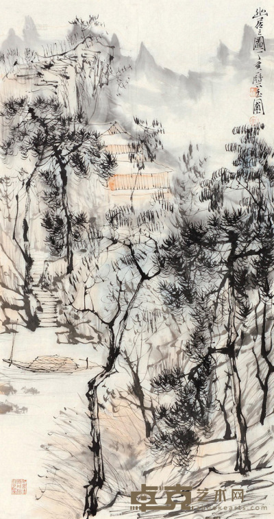 陈玉圃 丁亥（2007年）作 幽居之图 软片 99×52cm