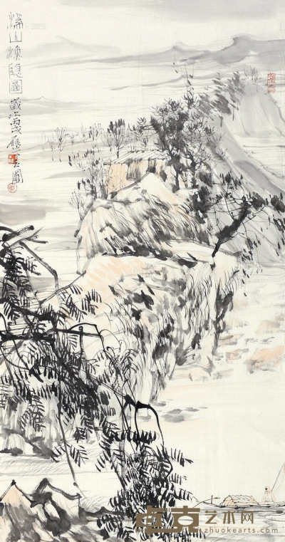 陈玉圃 丙戌（2006年）作 溪山隐居图 软片 99×52cm
