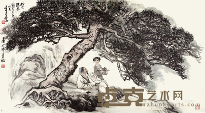 姚有多 戊寅(1998年)作 松下听泉图 镜心 97×180cm
