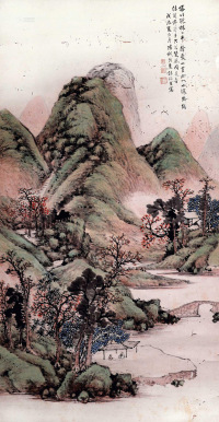 陶焘 戊辰（1868年）作 山水 镜框