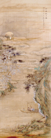 文伯仁 （款） 丙子（1516年）作 中秋玩月图 立轴