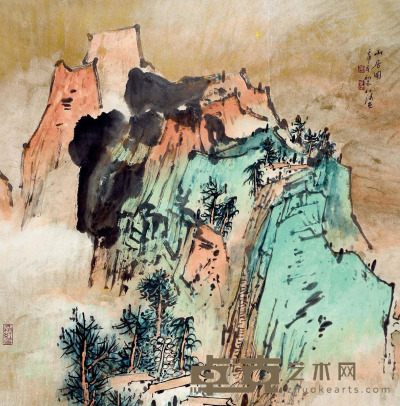 赵松涛 壬申（1992年）作 山居图 立轴 66×65cm