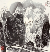 孙克纲 壬申（1992年）作 青城山色 立轴