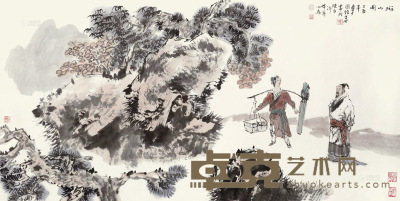 赵国经 王美芳 乙酉（2005年）作 游山图 镜心 68×137cm