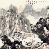 刘泉义 戊寅（1998年）作 山中初雪 镜心