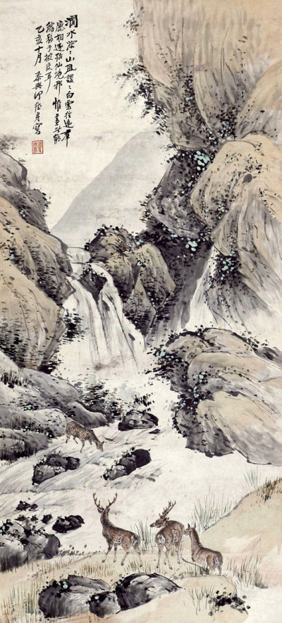 何德身 丁亥（1947年）作 涧水淙淙泉声响 立轴
