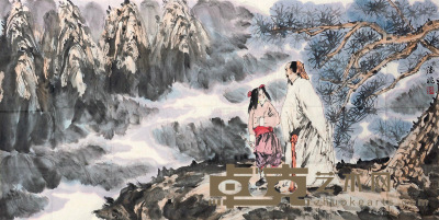 曹德兆 甲申（2004年）作 观山图 软片 68×136cm