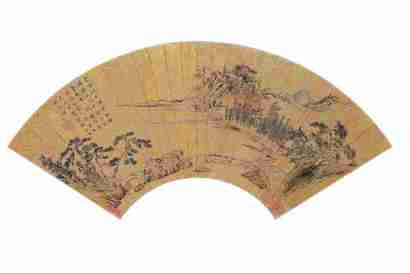 陆治 1555年作 行旅图 扇面