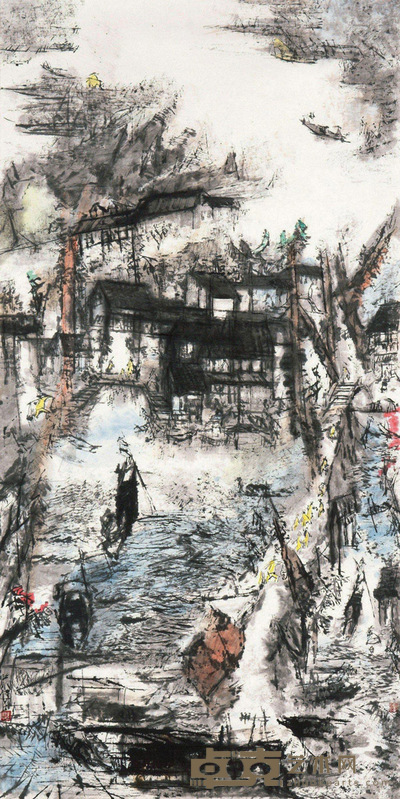 严健民 苏州河 镜心 136×68cm