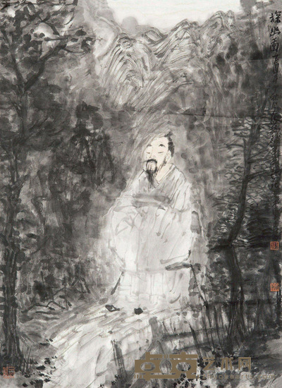 王赞 探幽图 软片 67×45cm