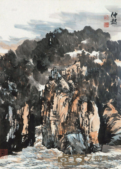 孔仲起 山水 镜框 69×50cm