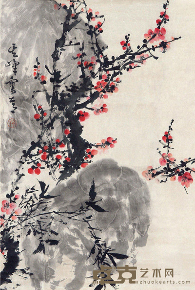 孙其峰 梅石 镜心 68×45cm