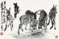 黄胄 戊午（1978）年作 六驴图 镜片