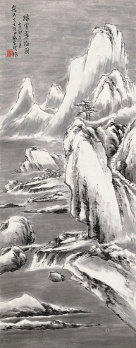谢君哲 辛卯（1951）年作 踏雪寻梅图 立轴