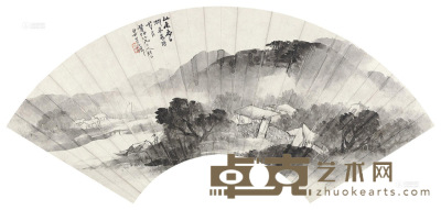 吴石僊 乙未（1895）年作 山水 扇面 