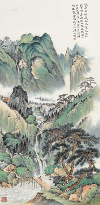 杨石朗 戊子（1948）年作 策杖觅友 立轴