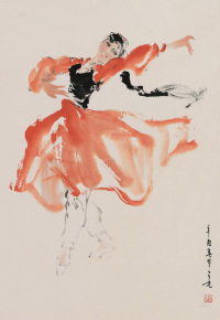 杨之光 辛酉（1981）年作 新疆舞蹈 镜片