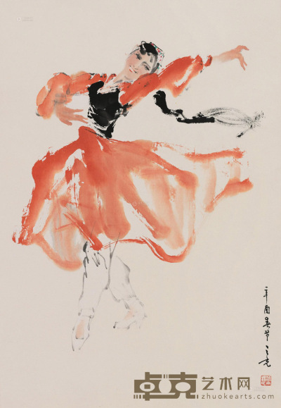杨之光 辛酉（1981）年作 新疆舞蹈 镜片 