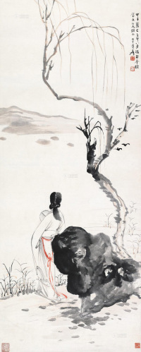 张大千 壬申（1932）年作 仕女 镜片