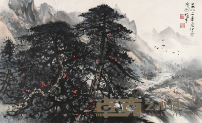 黎雄才 1982年作 山水 镜片 58.5×96cm