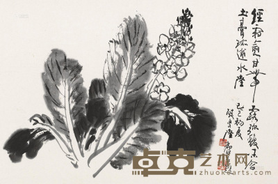 陆抑非 己巳（1989）年作 花卉 镜片 33×55cm