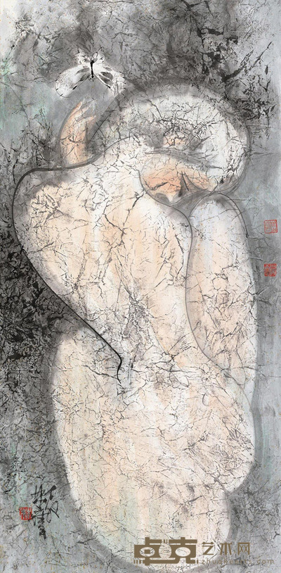 林墉 丁卯(1987)年作 浴 立轴 136×67cm