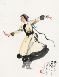 杨之光 1978年作 蒙古舞 立轴