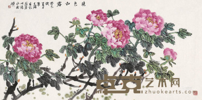 陈天硕 癸巳（2013）年作 晓色和露 镜片 68×136cm