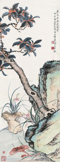 李凤公 甲午（1954）年作 芝兰桂寿 立轴