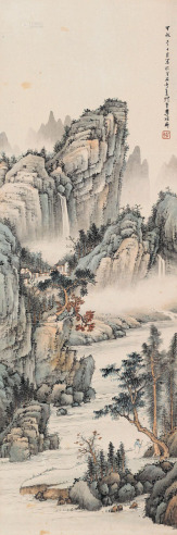 李瑶屏 甲戌（1934）年作 山水 立轴