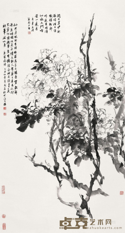 王茂飞 乙酉（2005）年作 花卉 立轴 178×95cm