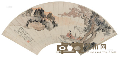 溥儒 癸酉（1933）年作 泛舟赏秋图 镜片 20.5×56cm