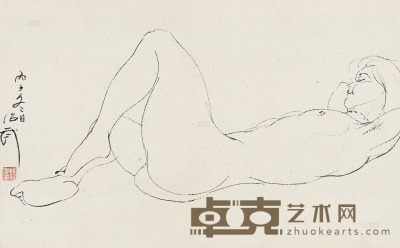 钱绍武 丙子（1996）年作 人体 镜片 56×89.5cm