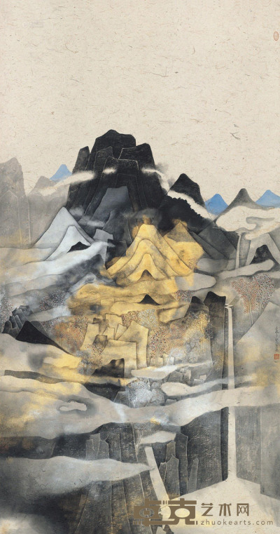 王秋人 壬辰（2012）年作 梵净山 镜片 143×75cm