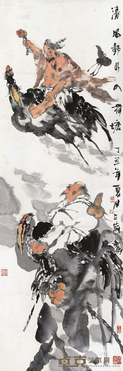 梁占岩 丁丑（1997）年作 清风动水 立轴 137×45cm