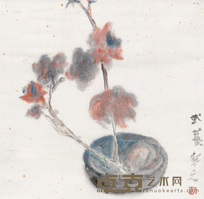 武艺 花卉 镜片 68×68cm