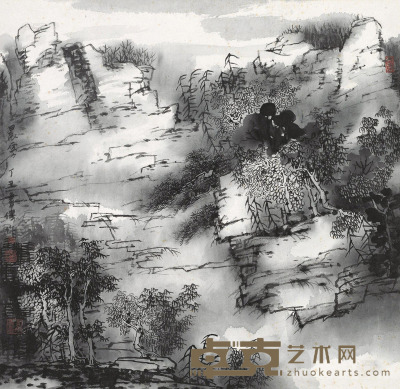 王书杰 丁丑（1997）年作 晨雾 镜片 66×66cm